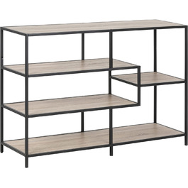 Асиметрична книжкова шафа AC Design Furniture Jrn з В 114 x Ш 77 x Г 35 см, Sonoma Oak Look/Чорний, Дерево/Метал, (4 полиці)