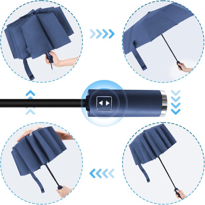 Полігоно-парасолька штормова, кишенькова парасолька автоматична відкривати і закривати для чоловіків і жінок, компактна, 12 кістяних парасольок великих, діаметр 105 см (небесно-блакитний)