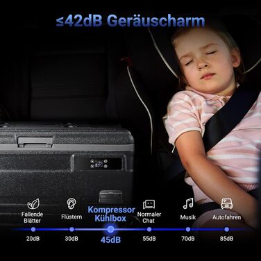 Холодильник автомобільний компресорний AAOBOSI 74L з Wi-Fi, -20°C, 12/24/240V, для авто, кемпінгу, човна, RV, чорний