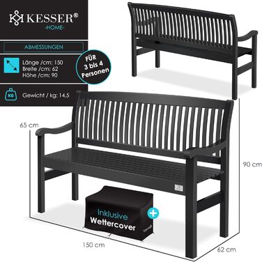 Садова лавка KESSER® дерев'яна для 3-4 осіб, анодований алюміній, стійка до погодних умов, 320 кг, з чохлом 150 см, антрацит