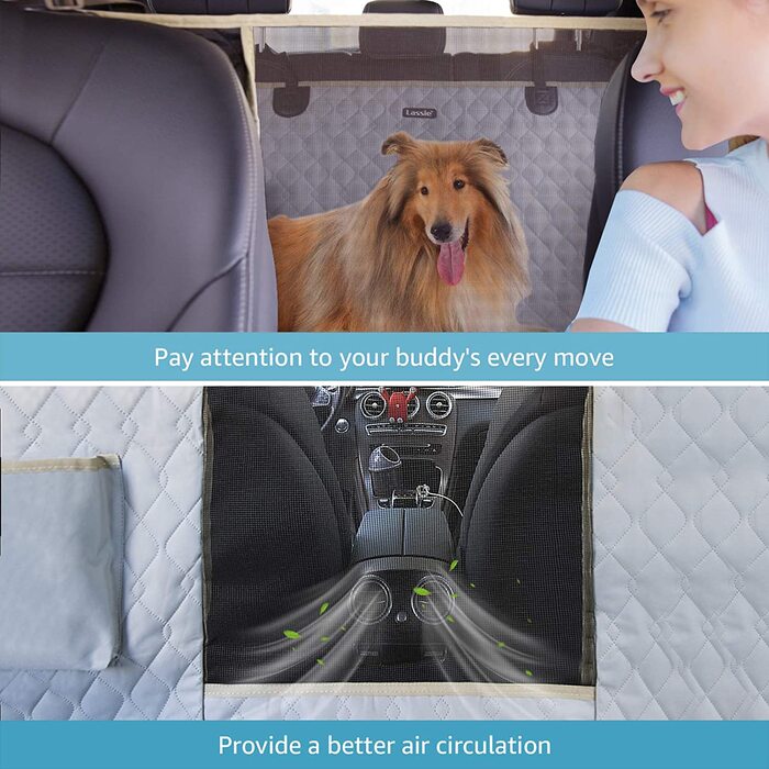 Автомобільне заднє сидіння для собак Lassie, 100 водостійке і нековзне для повністю закритого Автомобільна ковдра універсальне автомобільне ковдру для автомобіля з бічним захистом для Авто Фургон позашляховик Стандарт (54 фути x 58 футів) (X-Large (60 фут