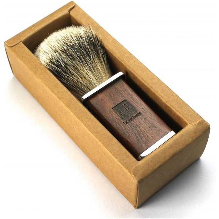 А.П. Донован Щітка для гоління з вовни борсука Дерев'яна ручка та подарункова упаковка з дерева виробництва Німеччини