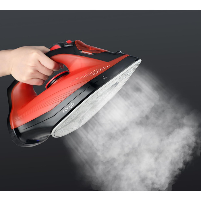 Бездротовий парогенератор SENYA Simple Move V2 - 2400 Вт, 35 г/хв, керамічна підошва, вертикальне прасування, червоний