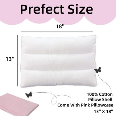 Подушка айсавате для малюків з наволочкою - подушка з м'якого органічного бавовни 33x48 см для дітей, щоб спати-миється подушка для малюків - Дитяча подушка для малюків - Дитяча подушка рожевого кольору 46x33 см