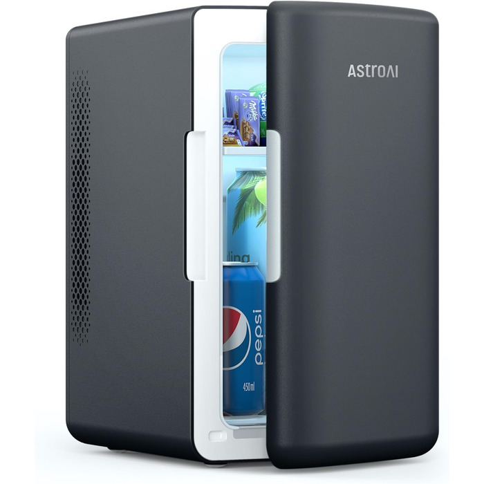 AstroAI Міні холодильник 2 в 1, 6 літрів: охолодження та підігрів, 12V/220V, для авто, офісу, гуртожитку, чорний