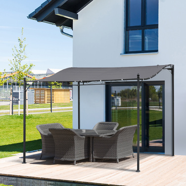 Намет з навісом для садової альтанки з навісом Outsunny Pergola Metal Grey 297x297см для саду, патіо, балкона