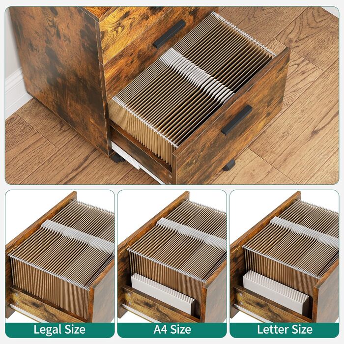 Мобільний архівний шафа YITAHOME на коліщатках, офісний контейнер з шухлядами, шафа-контейнер на колесах, тумба з шухлядами для дому та офісу, 45.7 x 36 x 76.2 см (Вінтаж-коричневий)