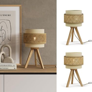 Стійка лампа Vicco Morten з ротангу, 26 x 45 см, для читання, кремового кольору