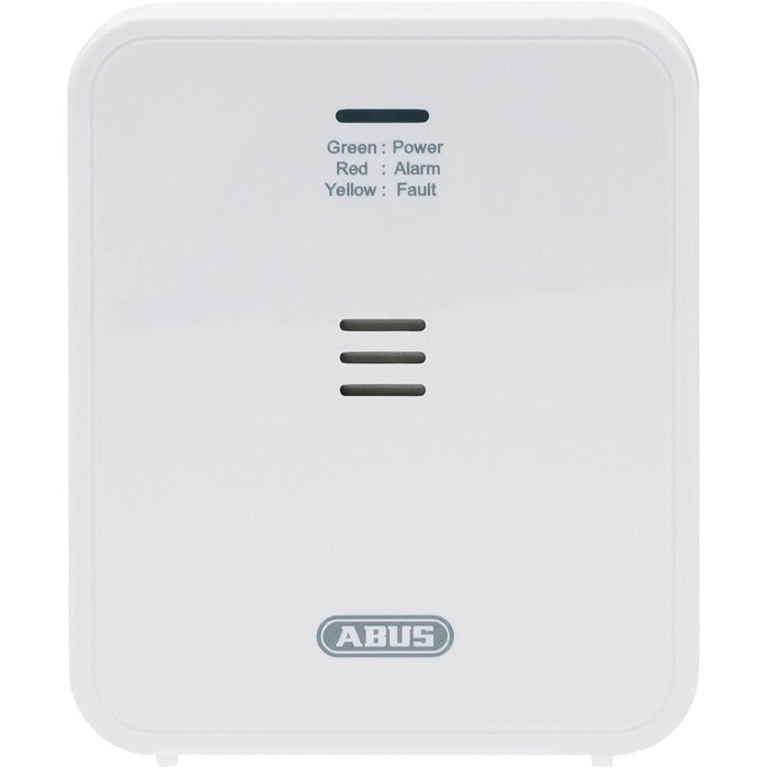 Детектор чадного газу ABUS COWM370 - датчик CO з 7-річним сенсором, гучний сигнал 85 дБ, кнопка тестування та 3 роки роботи від батареї - білий, 1 шт., без дисплея