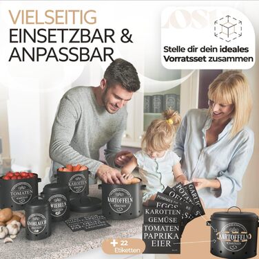 IDEALTASTIC® Преміум Коробка для зберігання картоплі [3 шт] | Набір з 3 контейнерів для картоплі, цибулі та часнику з системою 360° вентиляції для свіжості | Чорний