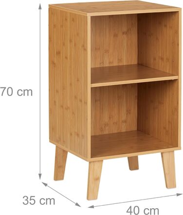 Книжкова шафа Relaxdays, 2 відділення, відкрита шафа HBT 70 x 40 x 35 см, регульована по висоті полиця, стояча полиця, натуральна, бамбук, деревоволокниста плита