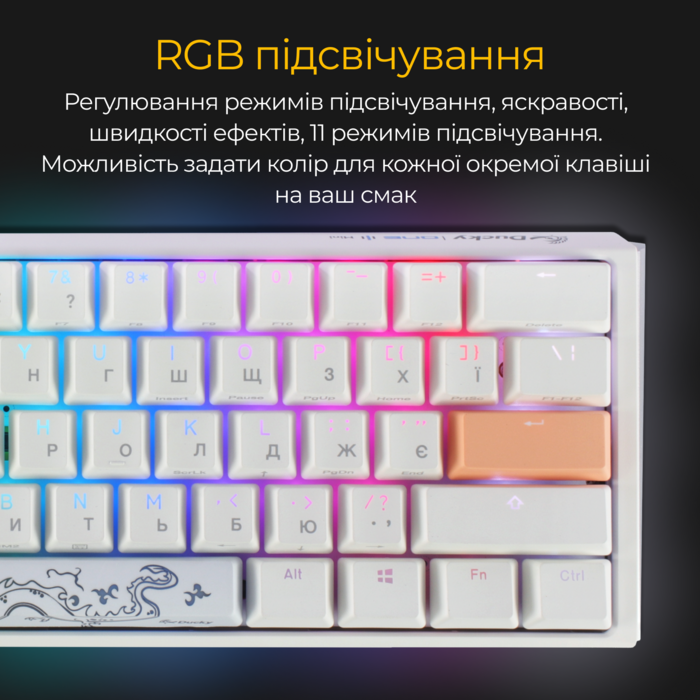 Механічна клавіатура Ducky One 3 Mini Cherry MX Red RGB White UA