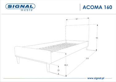 Ліжко ACOMA 90X200 сіре/дуб TAP.131