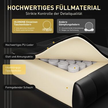 Геймінговий крісло HLONONE, ергономічний ігровий крісло з кишеньковим пружинним матрацом, гоночний крісло для геймерів з підніжкою, підтримкою попереку, регульоване офісне крісло, вантажопідйомність 150 кг, PC крісло (Чорно-білий)