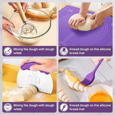 Набір для випікання кислотного хліба MIAOKE: корзини для бродіння, скребок для тіста, ніж для хліба, пензлик, підкладки та інше