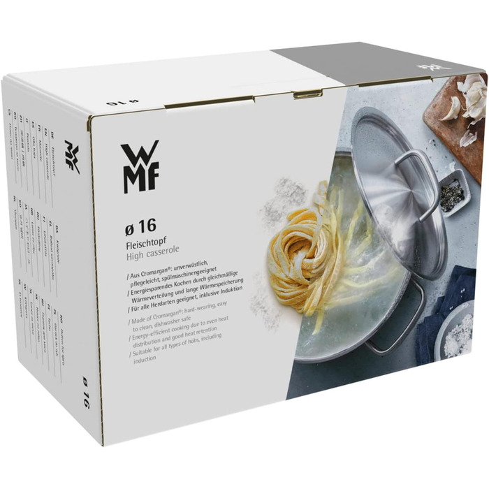 Каструля WMF Comfort Line 16 см, 1.4 л, нержавіюча сталь Cromargan, без кришки, індукційна, для пасти та молока