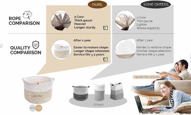 Великий міцний кошик для білизни з плетеного матеріалу сірого/бежевого кольору (горизонтальний, 55x35 см, коричневий)