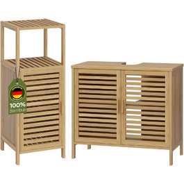 Шафа для ванної кімнати Bellamio Newa Badregal – бамбукова шафа з 5 полицями, 140x33x33 см