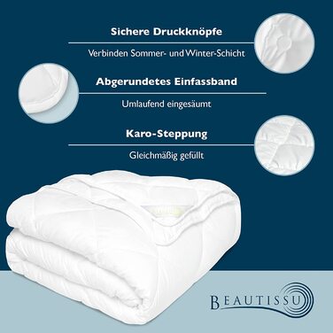 Beautissu Комплект постільної білизни 4 сезони 135x200 см (2 шт.) - Легка літня та тепла зимова ковдра, антиалергенна, дихаюча, BeauNuit JD