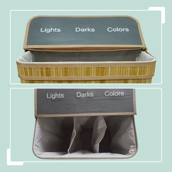 Кошик для білизни Relaxdays з бамбука з 3 відділеннями