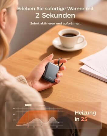 Електричні грілки для рук OCOOPA 2 шт., 3 режими нагріву, швидкий нагрів, 4000mAh, перезаряджаються USB, для жінок, зимові outdoor, сірі