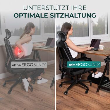 Підставка для ніг під стіл Ergogrund [TESTSIEGER] Преміум пінополіуретан, регульована підставка для ніг [антиковзаюча] Ергономічна підставка для ніг під стіл, аксесуари для дому та офісу, пуф для ніг Footrest, чорний