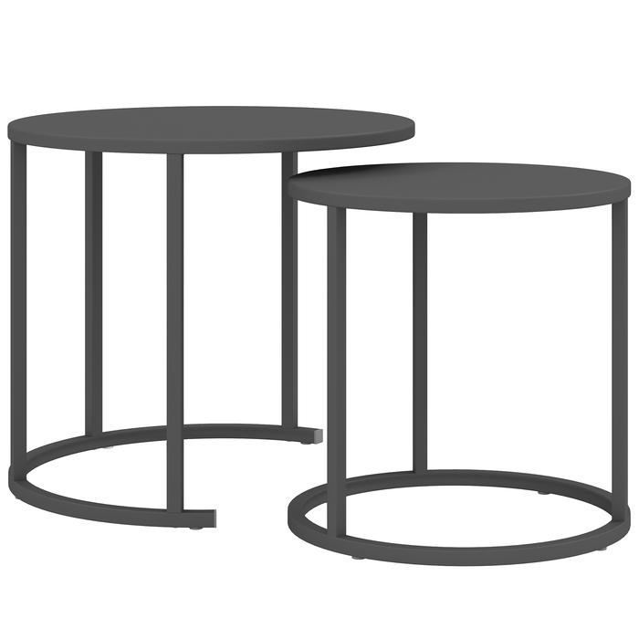 Набір з 2 столів-табуреток, розкладних, для саду/балкону, круглі, стійкі до погодних умов, зі сталі, економія місця, темно-сірий