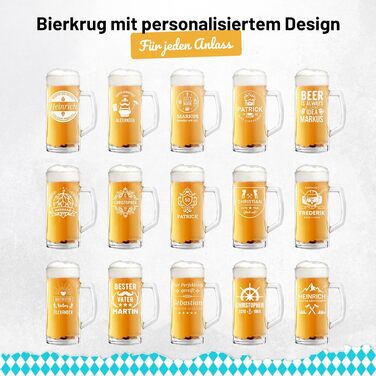 Пивний кухоль 0.5л з персональним гравіюванням - подарунок чоловікові на День народження, День батька, ювілей. Напис на замовлення. Для Pils, Craft Beer