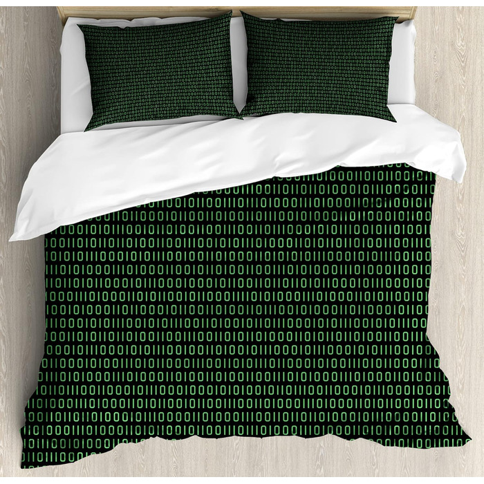 Програматор Набір підковдр для односпальних ліжок, Друк у стилі ретро з двійковим кодом, Захист від кліщів Алергіки, що підходить для наволочки, (230 x 220 см - 70 x 50 см, Coca-Cola Grey Fern-Green)