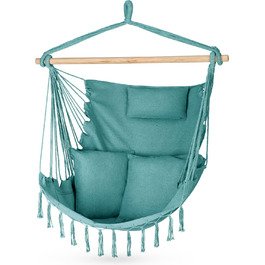 Підвісне крісло-гойдалка з подушкою 100x130x75 см, до 150 кг, для саду та дому, бохо стиль (Турквіс)