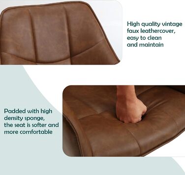 Крісла для їдальні WOLTU, набір 2 шт., поворотні, для кухні, вітальні, оббивка з жаккарду та корду, з металевими ніжками, світло-коричневі, штучна шкіра