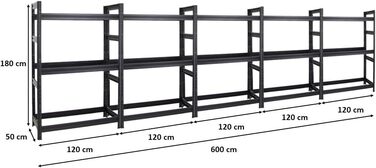 Стелаж для шин PROREGAL Mega Deal (5 шт.) | 180x120x50 см | 150 кг | до 24 шин | Чорний