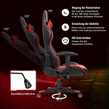 Ігрове крісло Homall ергономічне регульоване чорно-червоне