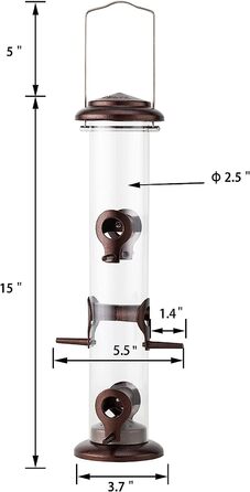 Годівниця для птахів iBorn, металева годівниця для диких птахів, годівниця для птахів, підвісна годівниця для диких птахів, 14 дюймів у поперечнику (6 портів, кава)