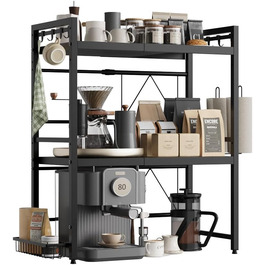 Підставка для мікрохвильової печі NETEL 3-рівнева, висувна 40-60 см, з кошиками, чорна