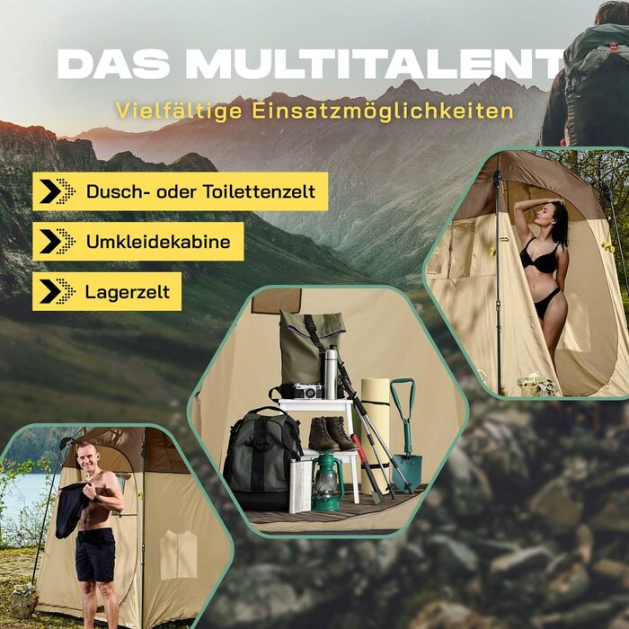 Преміум душова кабіна LUMALAND | Намет для туалету для внутрішнього та зовнішнього використання | Мобільний переодягальний та складний намет | Намет для фотографії тварин | Ідеально для кемпінгу, фестивалів та риболовлі | Водостійкий та вітростійкий, кори