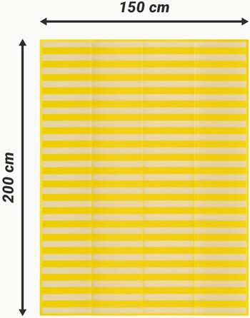 Пляжний килимок JEMIDI 150x200см складний - Килимок для пляжу - портативний легкий великий - пляжний килимок Пляжна ковдра Ковдра для пікніка - смугаста (жовта)