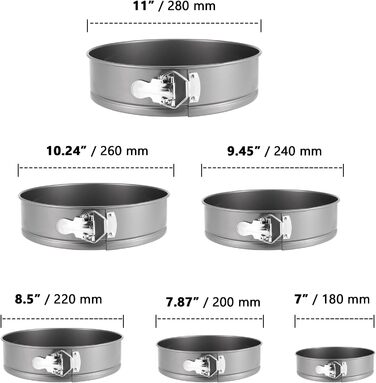 Набір форм для випічки ZOENHOU (6 шт.) - Antihaft, виймальний дно, діаметри 10.2-27.9 см