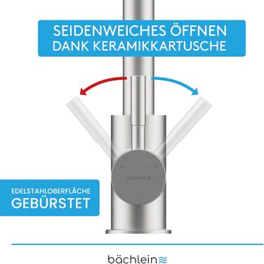 Змішувач для кухні Bchlein Plivo - Змішувач для раковини з одним важелем, поворот на 360, нержавіюча сталь, твердий
