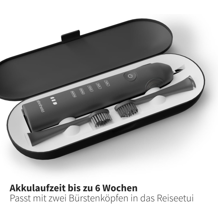 Електрична звукова зубна щітка Zahnheld® Gero G2 з чохлом для подорожей та насадкою | 5 режимів чищення, тривалий час роботи | Білий