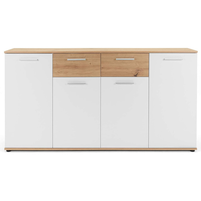 Сервант Jacklin Sonoma Oak/White - 160x85x35 см - Комод з великою кількістю місця для зберігання під житлову зону