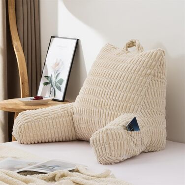 Крісло-мішок Holawakaka для читання та відпочинку з підлокотниками та спинкою, велике, кремове