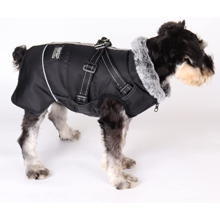 Тепле пальто Oslueidy для собак, зимова куртка для домашніх тварин, світловідбиваючий одяг для маленьких собак, вітрозахисний жилет для цуценят, костюм для собак, сніговий костюм з джгутом для маленьких, середніх, великих собак, бульдога, Тедді, чорний