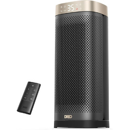 Електричний обігрівач DREO Solaris Slim H2, 2000W, керамічний, з термостатом, таймером, 3 режими, осциляція 70°, захист від перегріву та перекидання, золотий