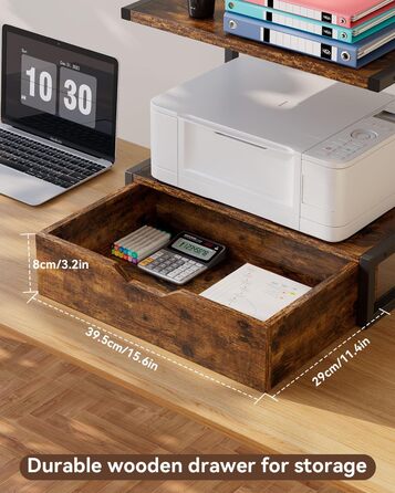 Підставка для принтера IBUYKE 2-ярусна, столик з полицею, органайзер для офісу, TLJ015W (Коричневий)