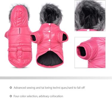 Пальто для собак PETCUTE зимовий одяг для собак водонепроникна куртка для собак тепла флісова куртка з підкладкою для собак (L, рожевий)