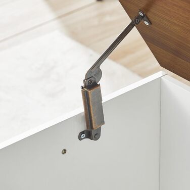 HOOBRO Лавка з ящиком для іграшок, 100 см, білий + натуральне дерево, з безпечним шарніром, для дому