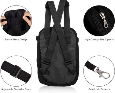 Рюкзаки Wiigudaдля домашніх тварин, сумка для перенесення собак, кішок, рюкзак без рук, рюкзак з п'ятьма отворами, розмір М Чорний