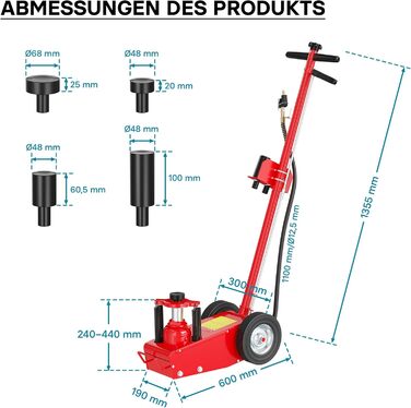 Гідравлічний домкрат Wiltec Rangierwagenheber 3т, підйом 13,5-40 см для авто, позашляховиків, кемперів - компактний та міцний