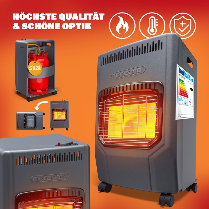Газовий обігрівач чорний 72x38x42см 4200W